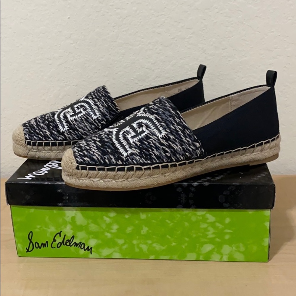 Sam Edelman Khloe BLKMLTIFAB Logo Espadrille